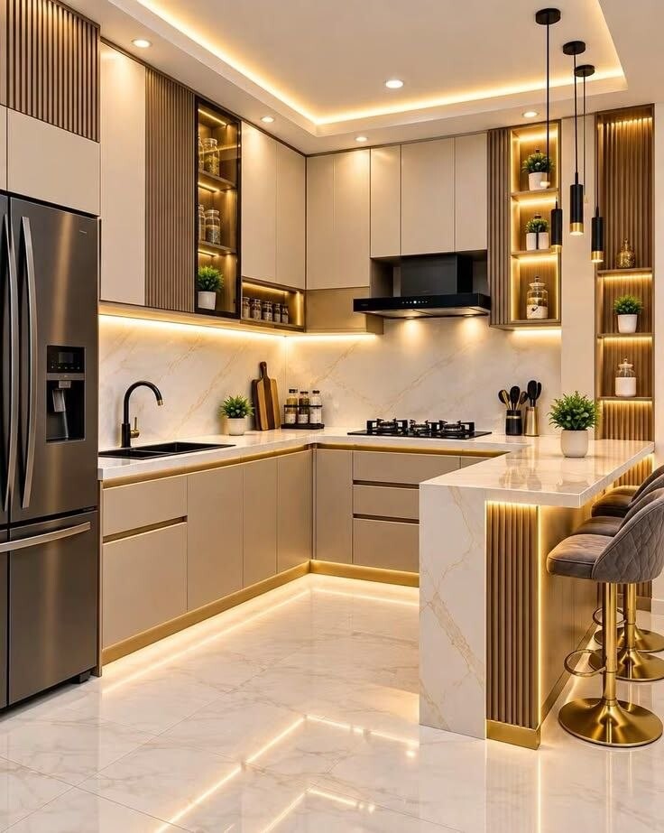 Luminous peninsula kitchen — new HiVibes portfolio design reference